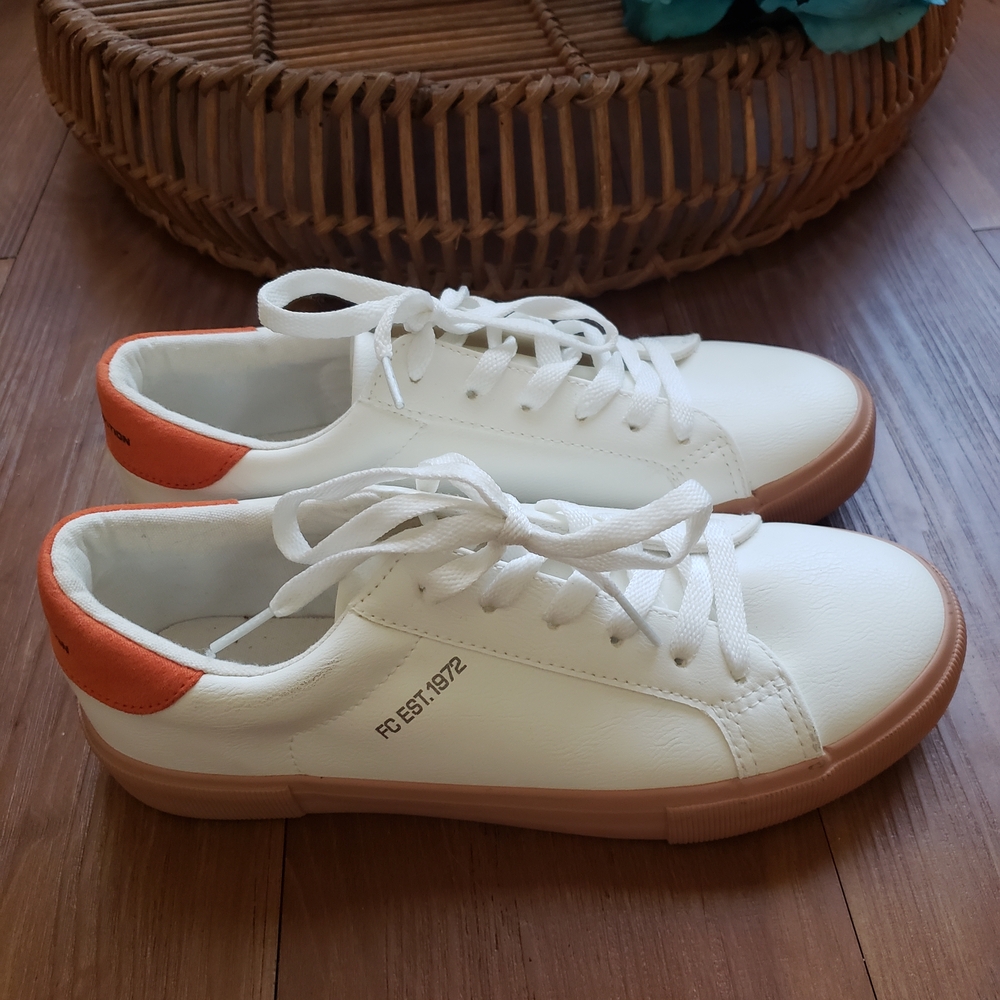 French Connection White and Orange Sneakers